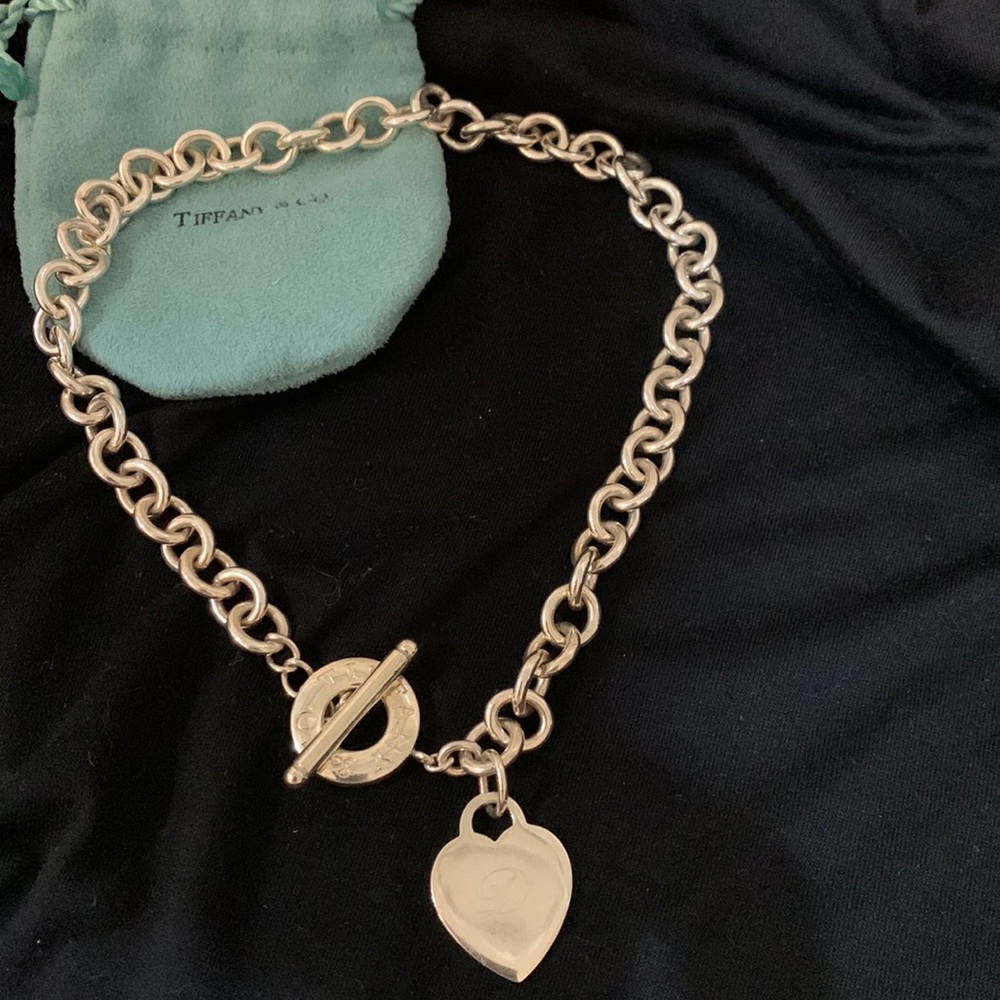 Authentic Tiffany and Company heart tag toggle pendant necklace sterling silver